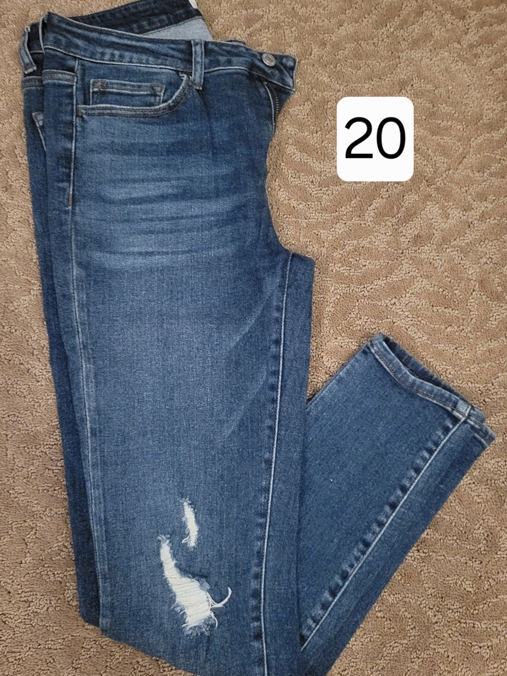 Women’s Mid Blue Distressed Skinny Jeans